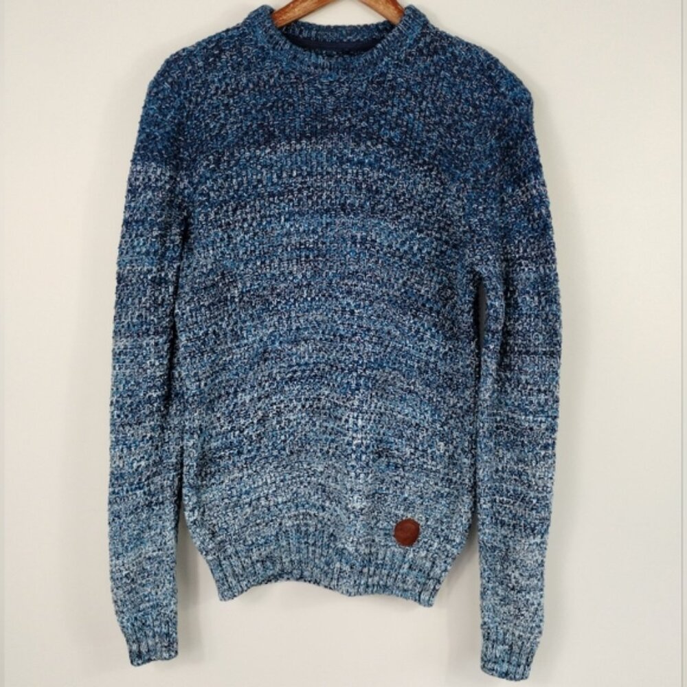 Blend Sweater Mens Size Large Blue Cotton Crew Neck Long Sleeve Pullover Knit